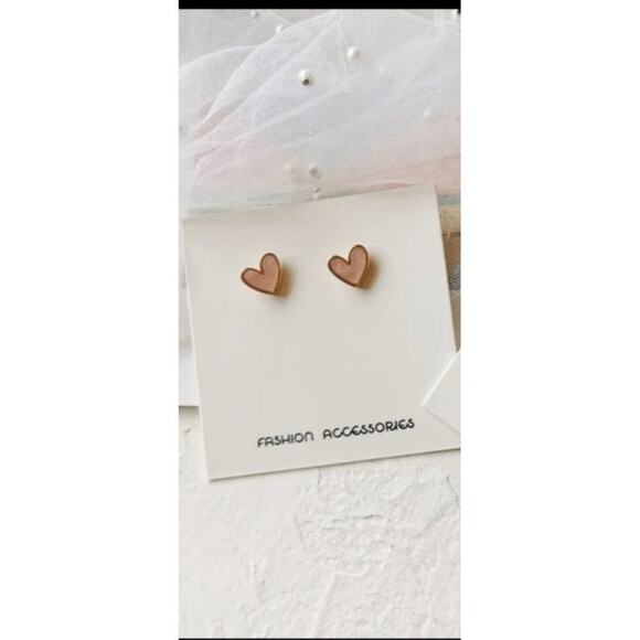 NEW Delicate Dainty Pink Sweet Heart Shaped Precious Gold Stud Earrings A0113 - Picture 10 of 14